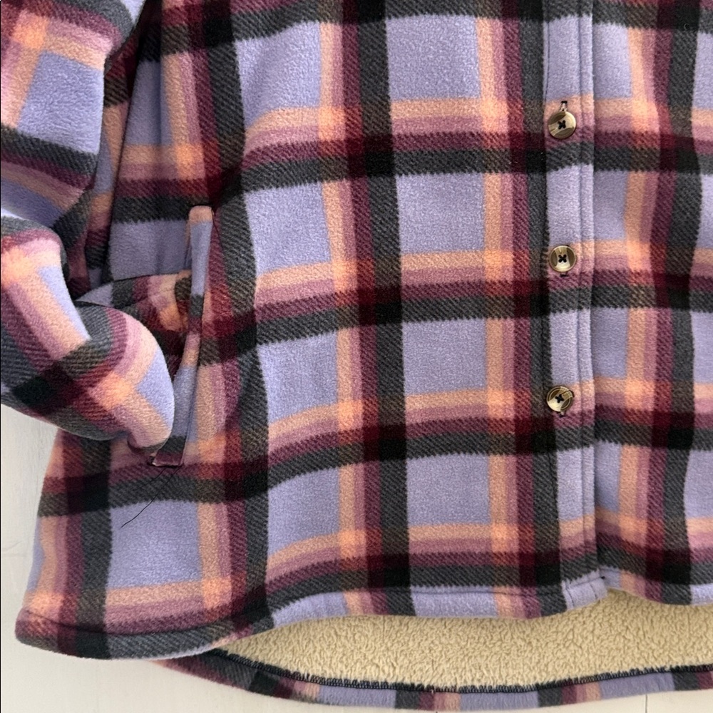 SAGE Collective purple & Lavender Plaid Fleece Jacket with Sherpa Lining XXL - Picture 6 of 9